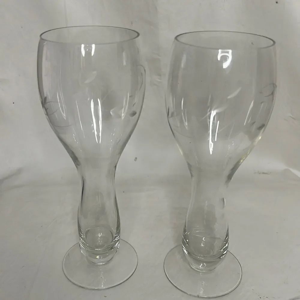 Etched Stemware Hand Blown Cocktail Glasses Set Of 2 Included Bar Accessories